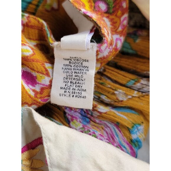 Raaga Womens Embroidered Maxi Dress Small Multicolor Bohemian Adjustable Straps - Picture 4 of 10